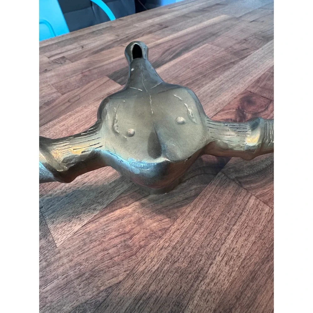 Vintage Brass Longhorn Bull Skull Wall Hanging Western Decor 19.5 Inch Horns